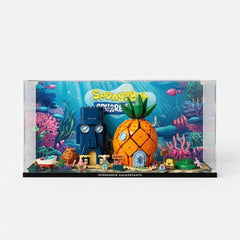 Dustproof HD Ultra-Clear Acrylic Display Case with Water Ripple LED Light & UV Protection for SpongeBob SquarePants Bikini Bottom 11386