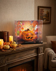 UV-Protected Acrylic Display Case for Halloween Pumpkin Lantern – Clear Dustproof Showcase Box