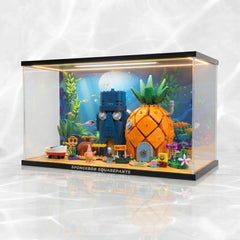 Dustproof HD Ultra-Clear Acrylic Display Case with Water Ripple LED Light & UV Protection for SpongeBob SquarePants Bikini Bottom 11386