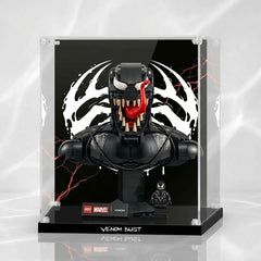 HD Ultra-Clear Dustproof Acrylic Display Box with UV Protection for Venom Bust 76356 / Brick Armor Compatible