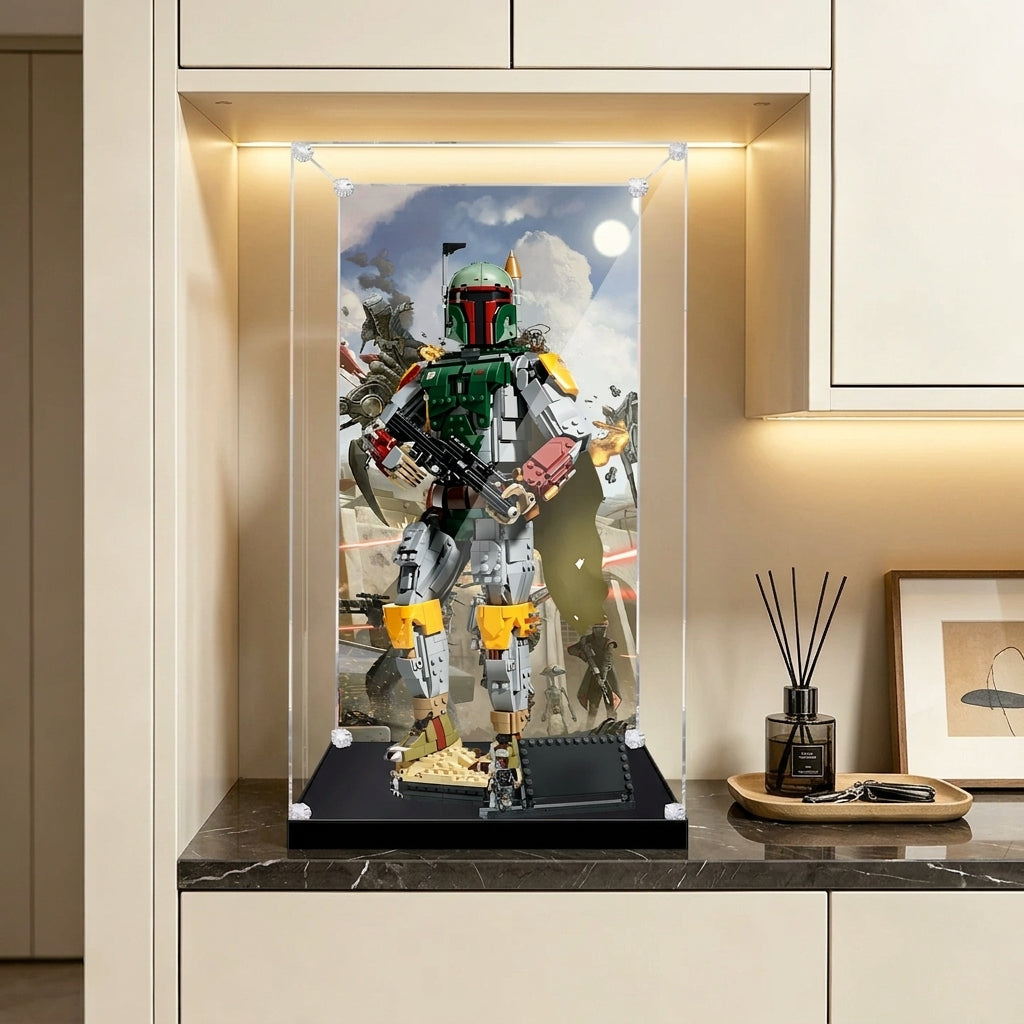 Dustproof HD Acrylic Display Case with UV Protection for LEGO Star Wars Boba Fett 75455