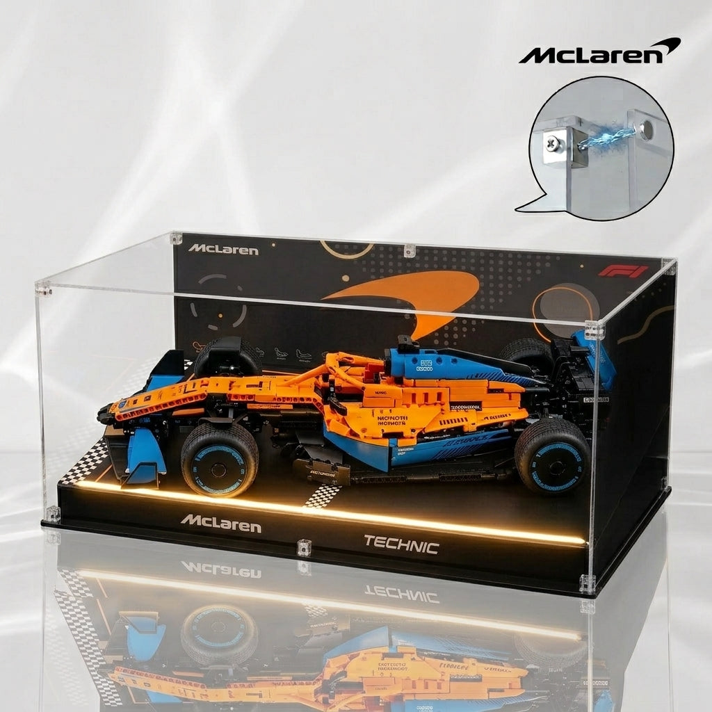 Dustproof HD Ultra-Clear Magnetic Door Acrylic Display Case with UV Protection for McLaren Formula 1 Race Car 42141