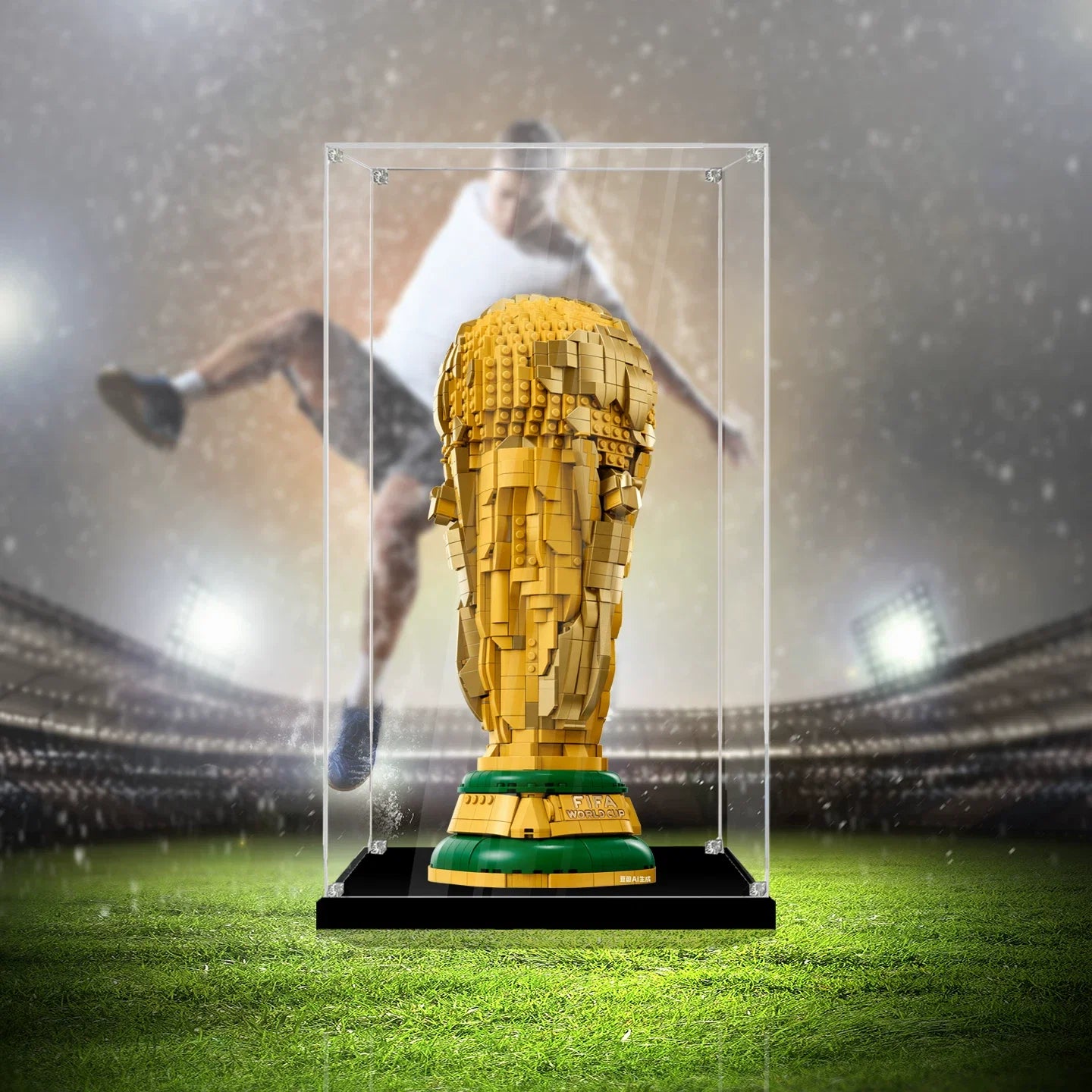 UV-Protected Clear Acrylic Display Box – Dustproof Showcase for LEGO 43020 World Cup Trophy