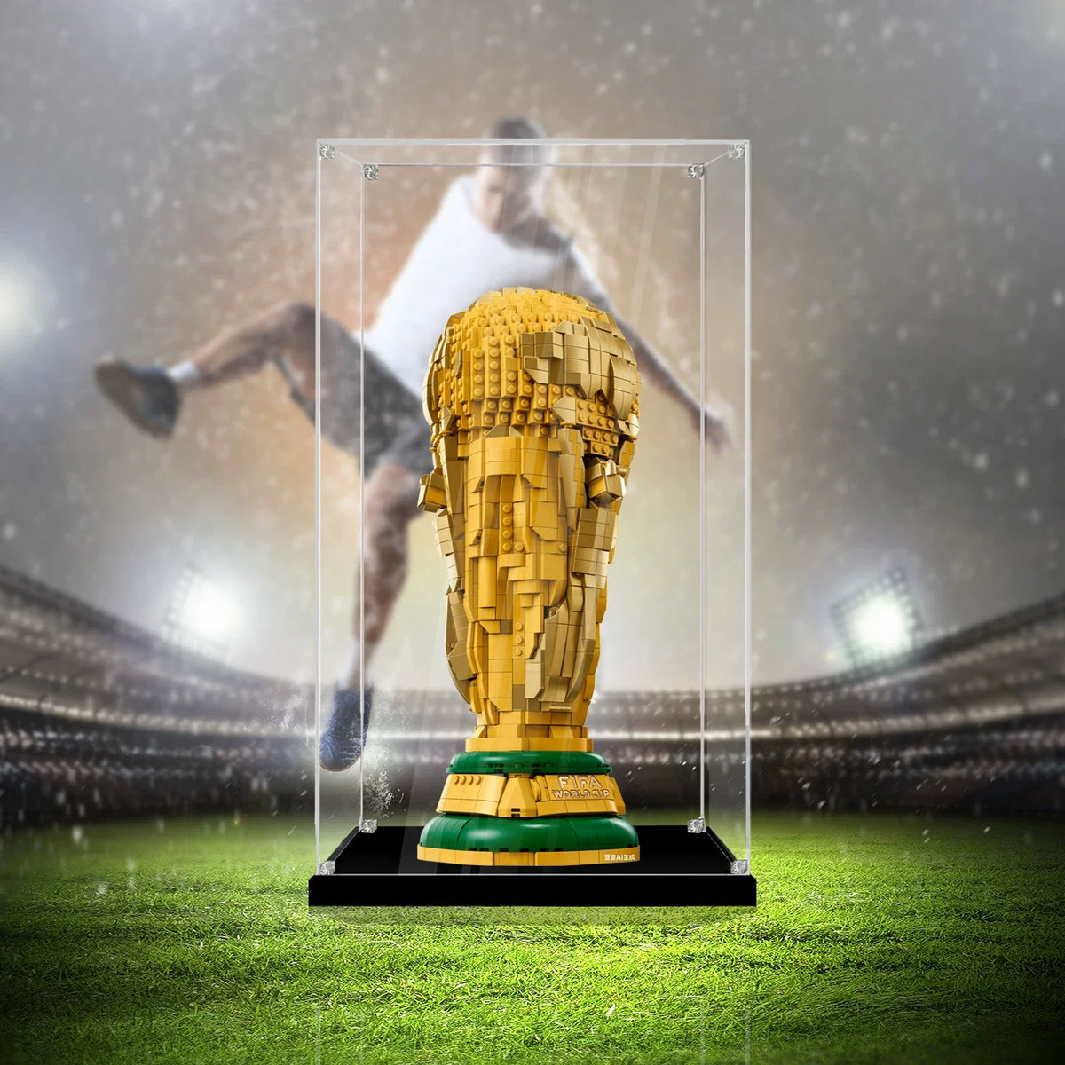 UV-Protected Clear Acrylic Display Box – Dustproof Showcase for LEGO 43020 World Cup Trophy