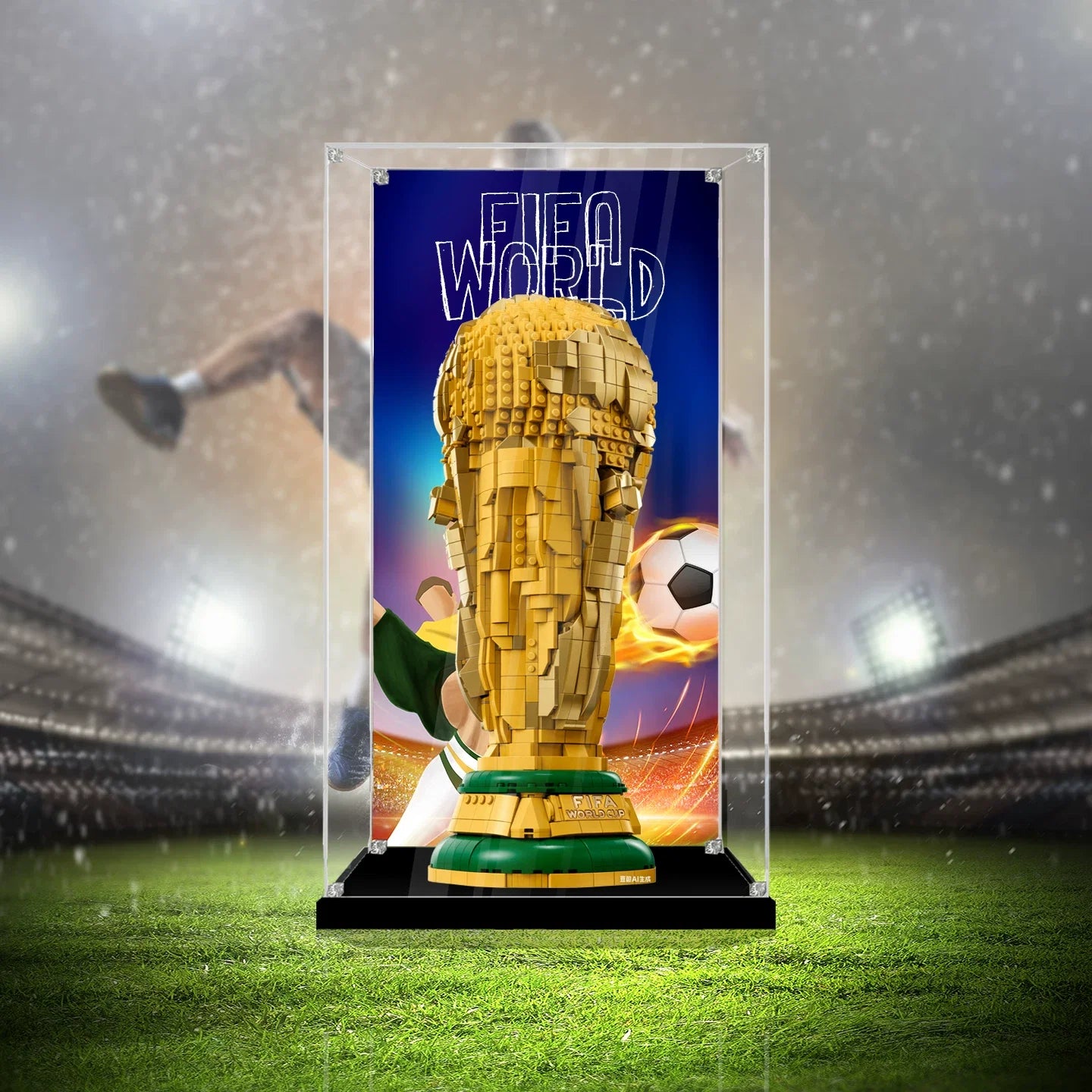 UV-Protected Clear Acrylic Display Box – Dustproof Showcase for LEGO 43020 World Cup Trophy