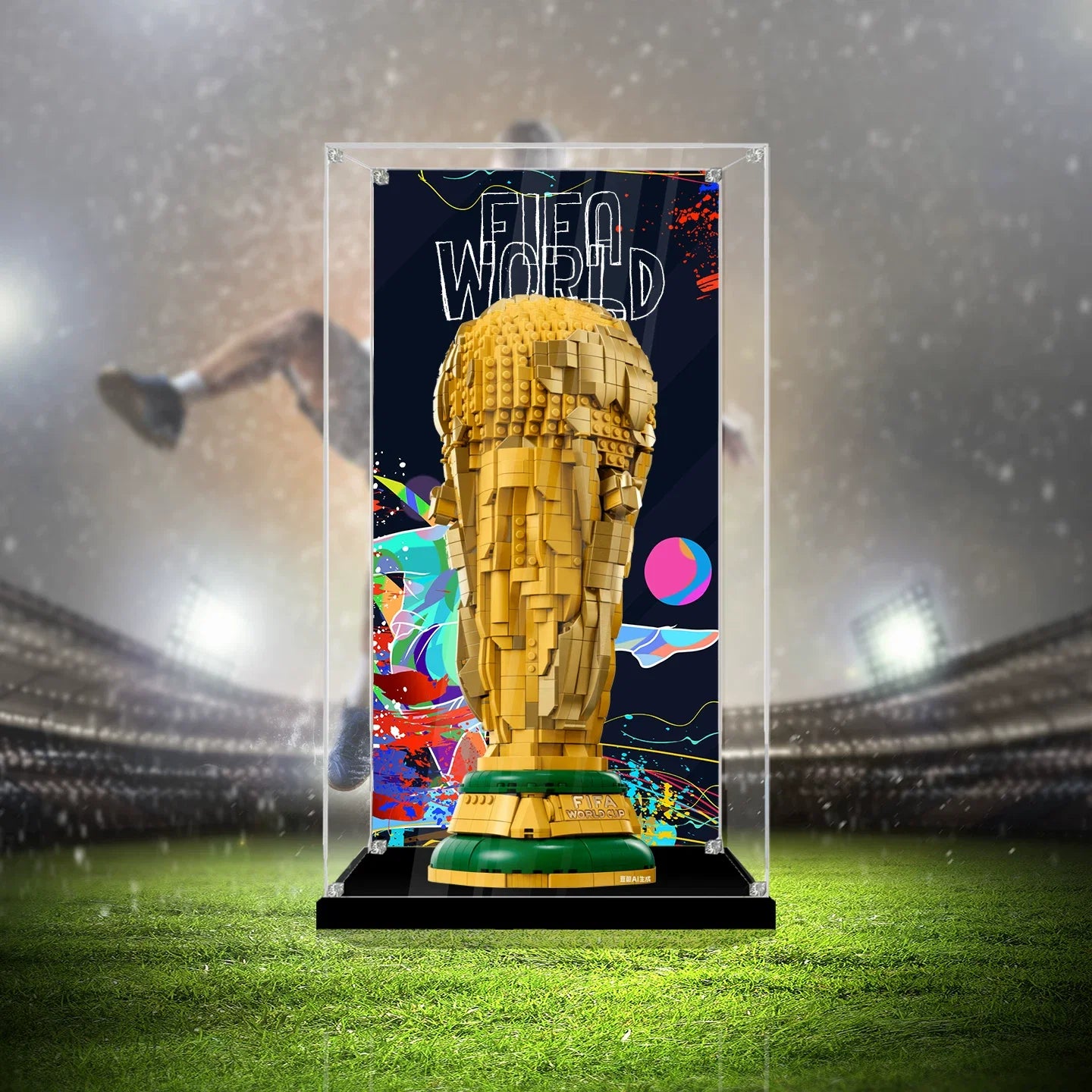 UV-Protected Clear Acrylic Display Box – Dustproof Showcase for LEGO 43020 World Cup Trophy