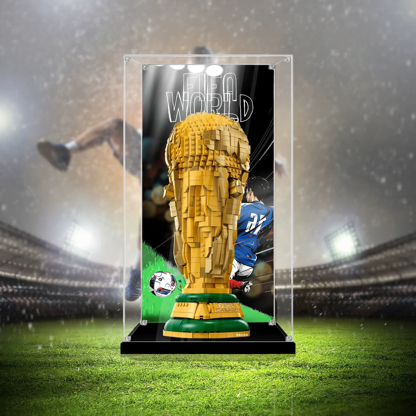 UV-Protected Clear Acrylic Display Box – Dustproof Showcase for LEGO 43020 World Cup Trophy