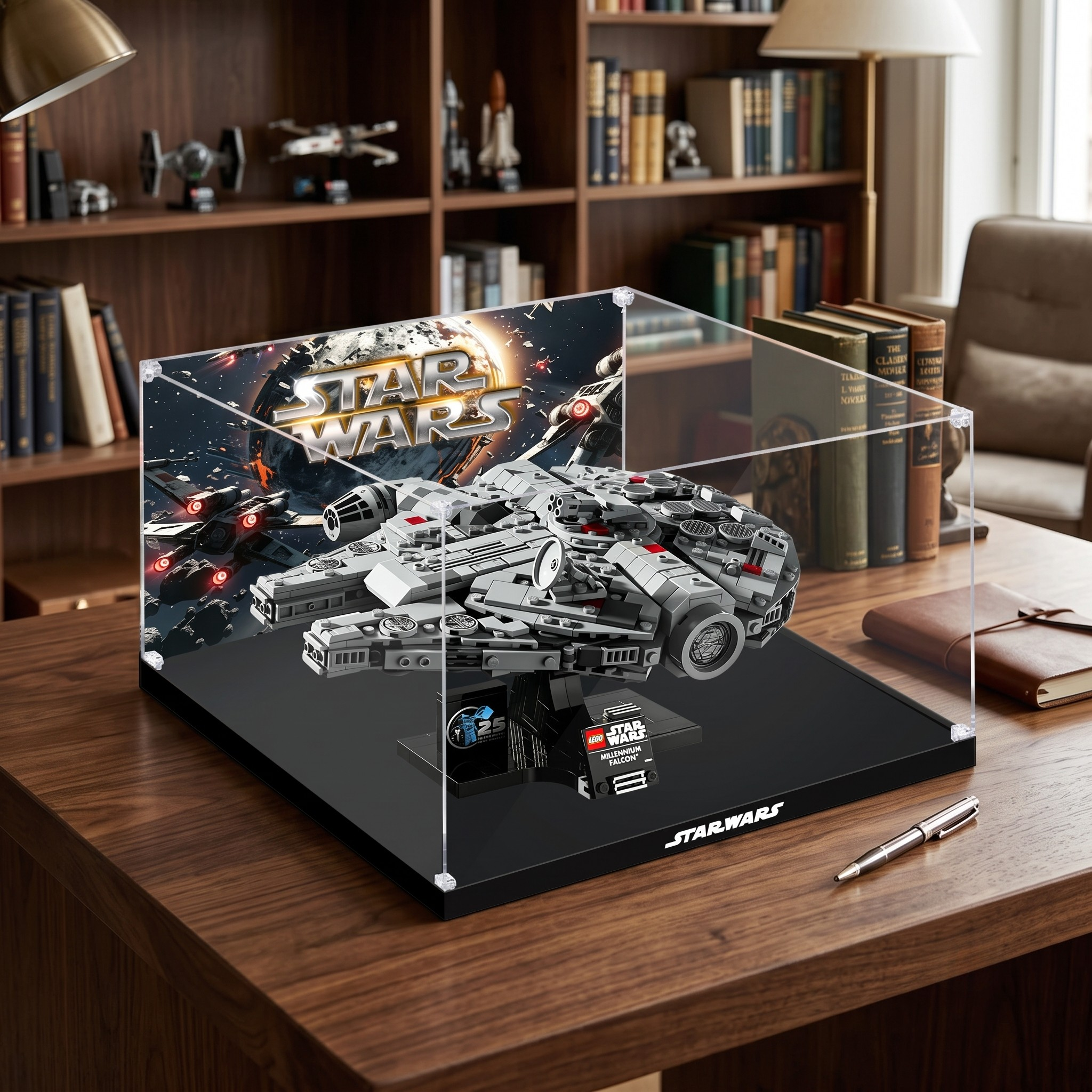 Dustproof HD Acrylic Display Case with UV Protection for LEGO Star Wars Millennium Falcon 75375