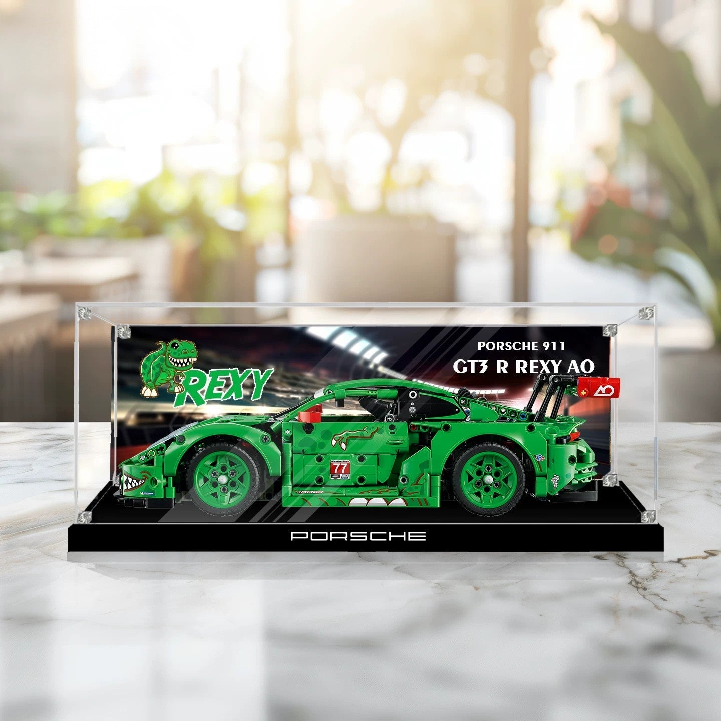 Dustproof HD Acrylic Display Case with UV Protection for LEGO Technic Porsche 911 GT3 R Race Car "Rexy" 42224