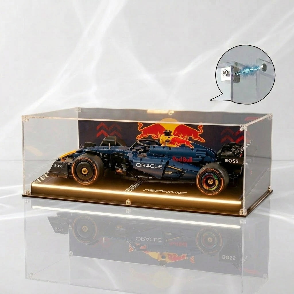 Dustproof HD Ultra-Clear Magnetic Door Acrylic Display Case with UV Protection for Red Bull RB20 F1 Race Car 42206