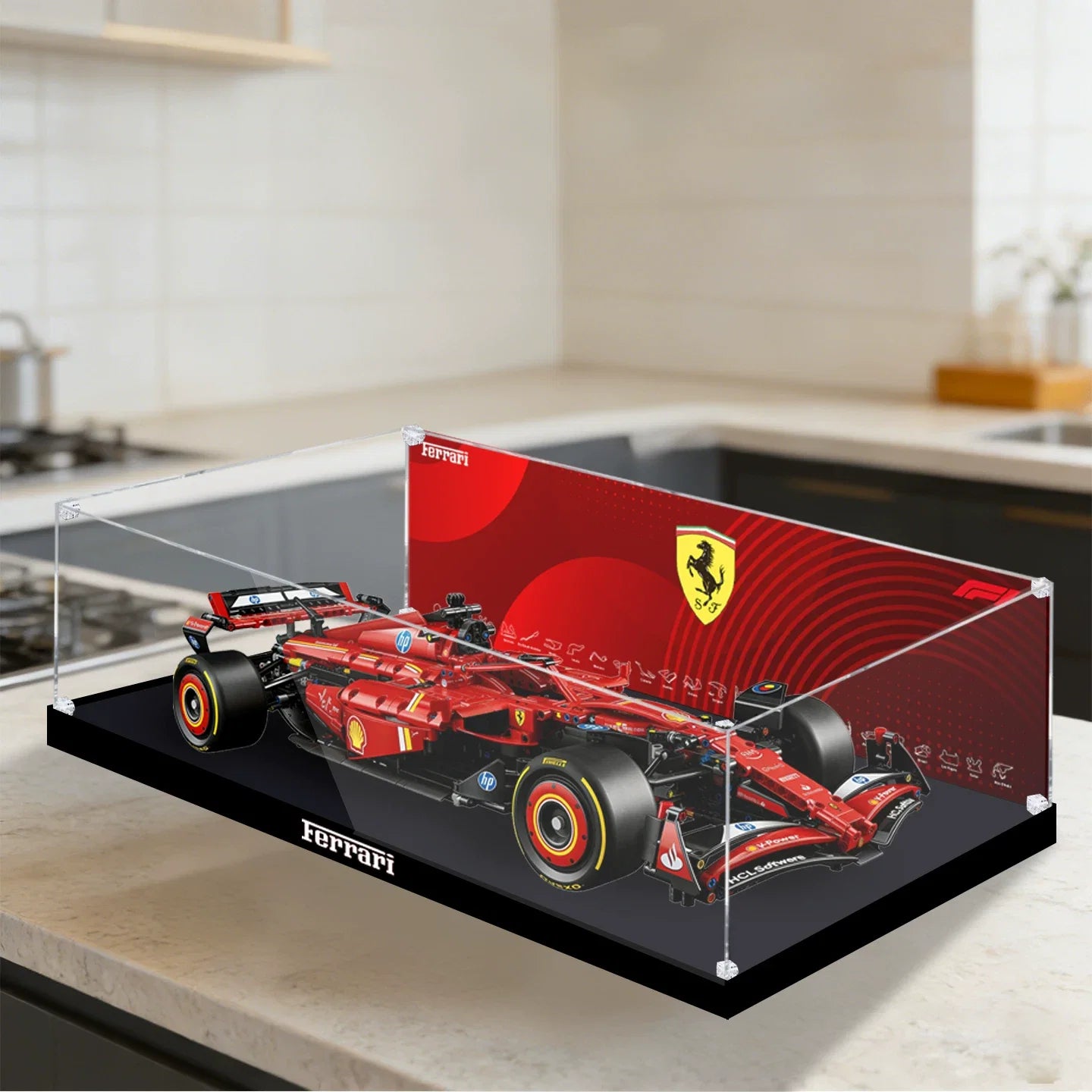 Dustproof HD Acrylic Display Case with UV Protection for LEGO Technic Ferrari SF-24 F1 Race Car 42207