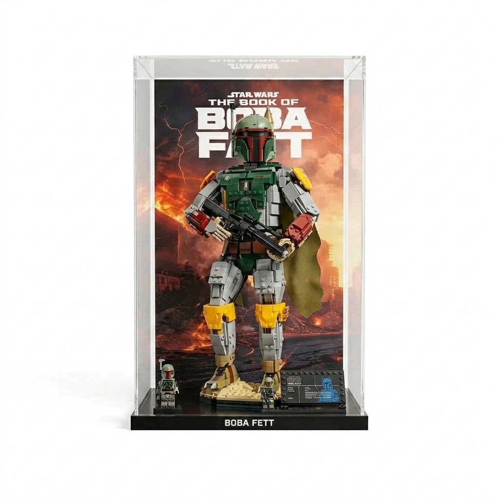 Dustproof HD Acrylic Display Case with UV Protection for LEGO Star Wars Boba Fett 75455