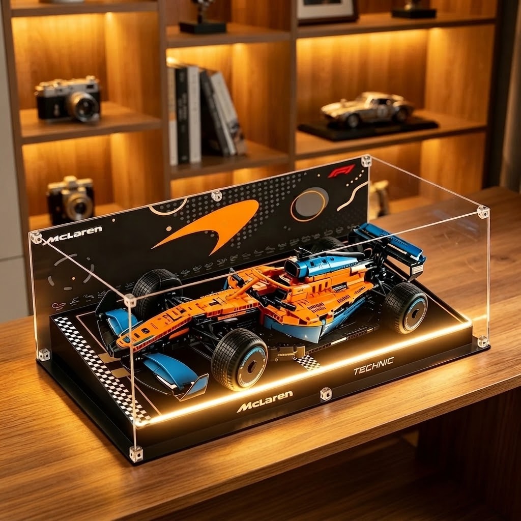 Dustproof HD Ultra-Clear Magnetic Door Acrylic Display Case with UV Protection for McLaren Formula 1 Race Car 42141