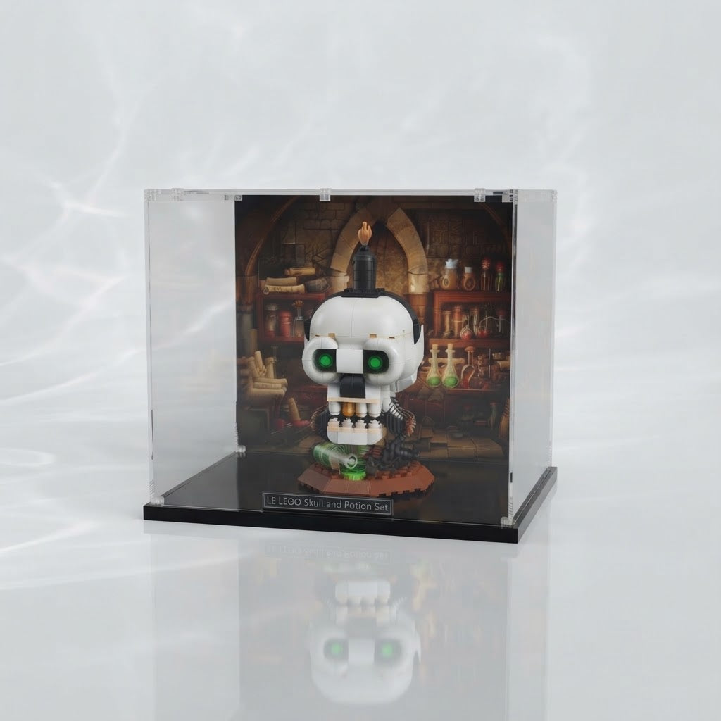 UV-Protected Acrylic Display Case for Halloween Skull Candle – Clear Dustproof Showcase Box