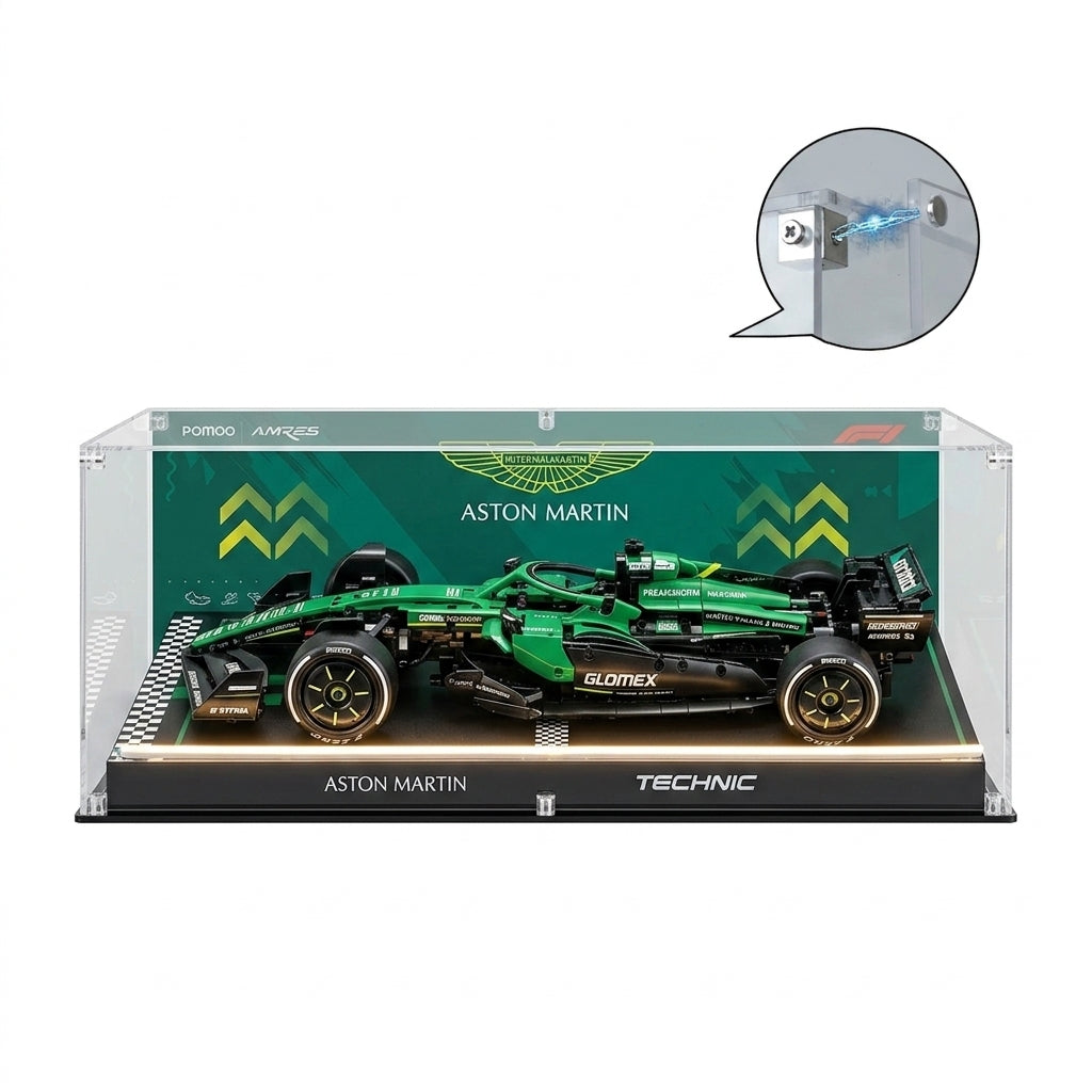 Dustproof HD Ultra-Clear Magnetic Door Acrylic Display Case with UV Protection for Aston Martin F1 Race Car 42240