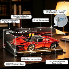 Dustproof HD Ultra-Clear Magnetic Door Acrylic Display Case with UV Protection for Ferrari Daytona SP3 42143