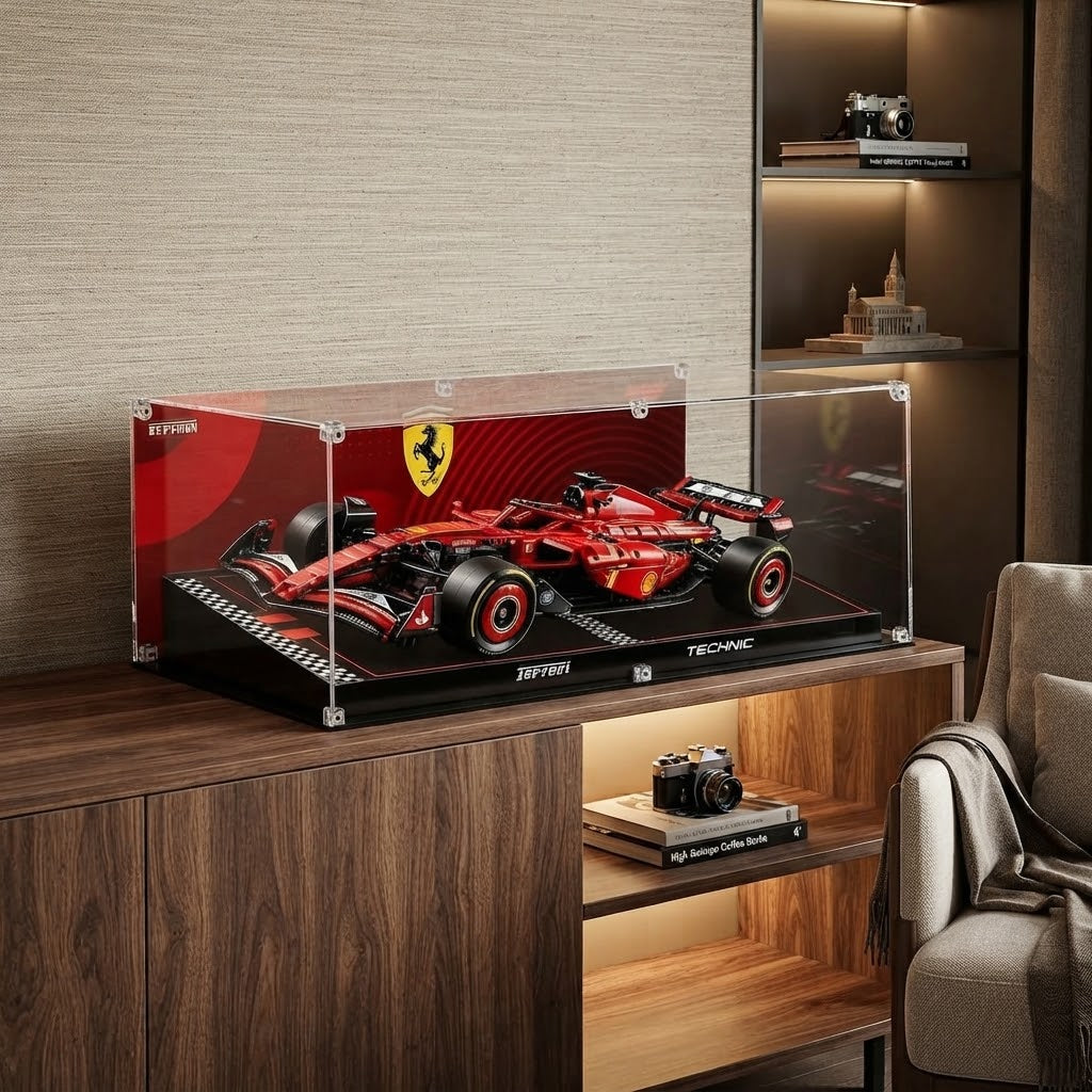 Dustproof HD Ultra-Clear Magnetic Door Acrylic Display Case with UV Protection for Ferrari SF-24 F1 Race Car 42207