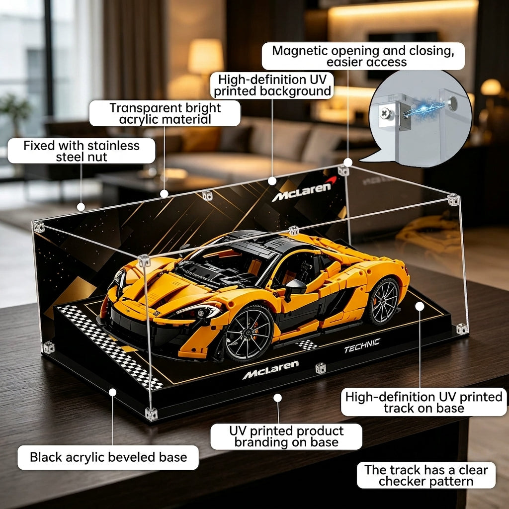Dustproof HD Ultra-Clear Magnetic Door Acrylic Display Case with UV Protection for McLaren P1 42172