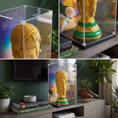 UV-Protected Clear Acrylic Display Box – Dustproof Showcase for LEGO 43020 World Cup Trophy