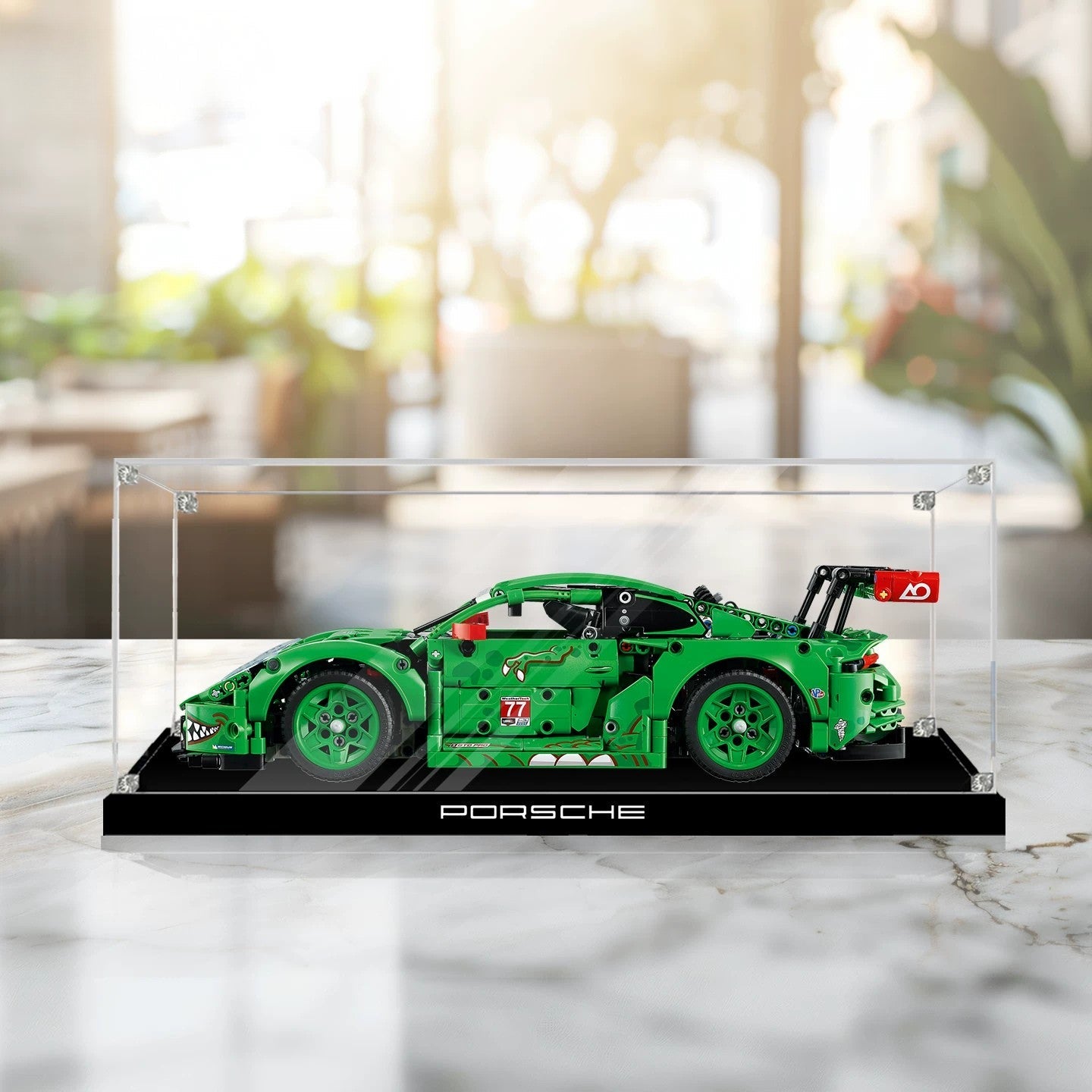 Dustproof HD Acrylic Display Case with UV Protection for LEGO Technic Porsche 911 GT3 R Race Car "Rexy" 42224