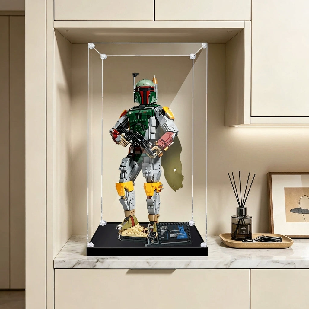 Dustproof HD Acrylic Display Case with UV Protection for LEGO Star Wars Boba Fett 75455