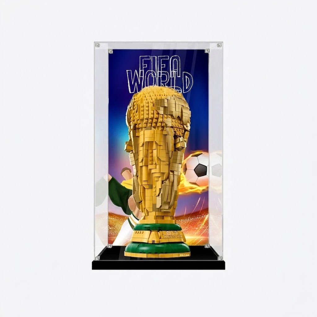 UV-Protected Clear Acrylic Display Box – Dustproof Showcase for LEGO 43020 World Cup Trophy