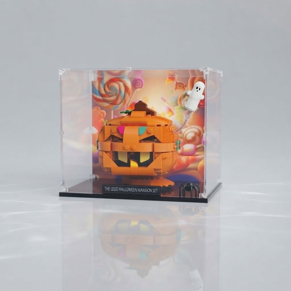 UV-Protected Acrylic Display Case for Halloween Pumpkin Lantern – Clear Dustproof Showcase Box