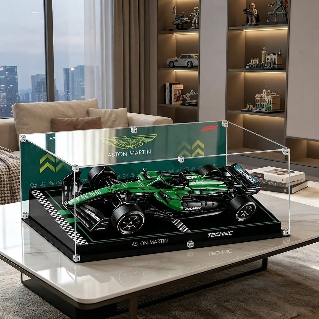 Dustproof HD Ultra-Clear Magnetic Door Acrylic Display Case with UV Protection for Aston Martin F1 Race Car 42240
