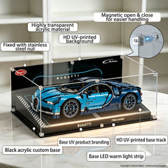 Dustproof HD Ultra-Clear Magnetic Door Acrylic Display Case with UV Protection for Bugatti Chiron 42083