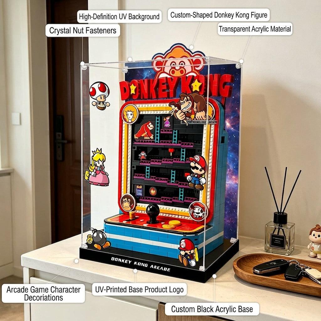 Dustproof HD Acrylic Display Case with UV Protection for Donkey Kong Arcade Game 72051