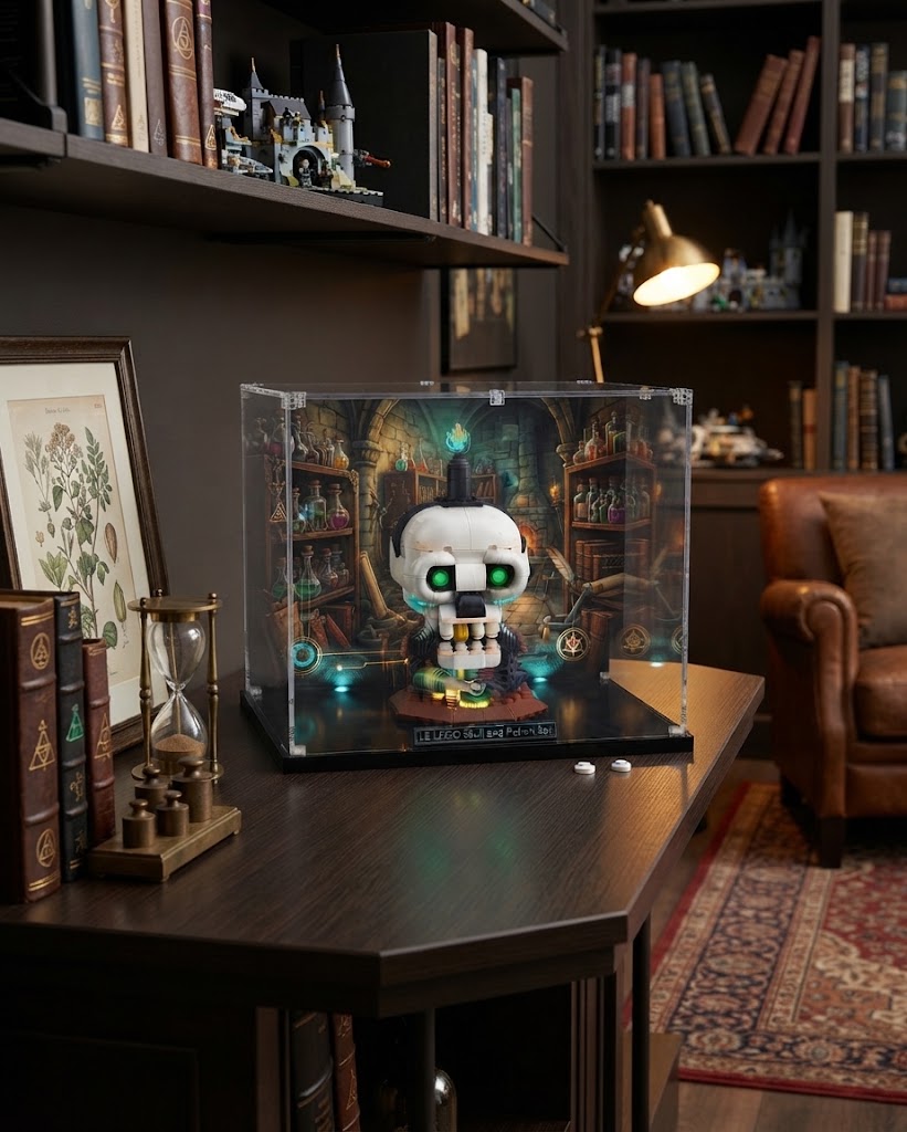 UV-Protected Acrylic Display Case for Halloween Skull Candle – Clear Dustproof Showcase Box