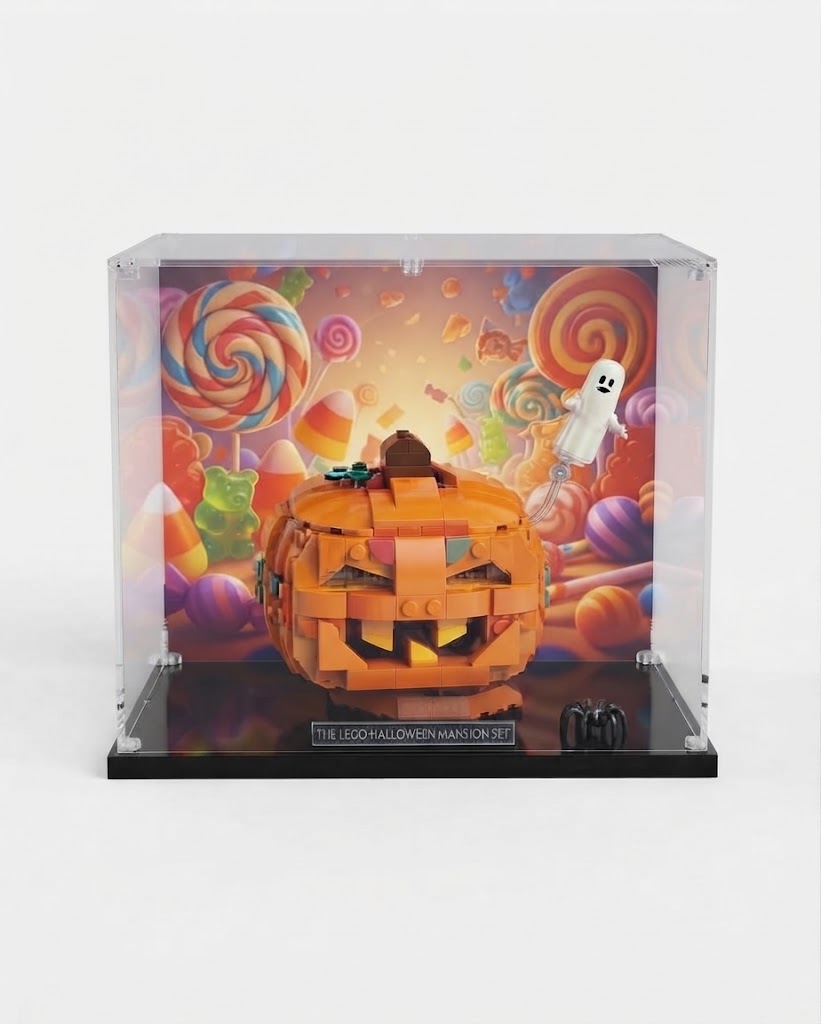 UV-Protected Acrylic Display Case for Halloween Pumpkin Lantern – Clear Dustproof Showcase Box