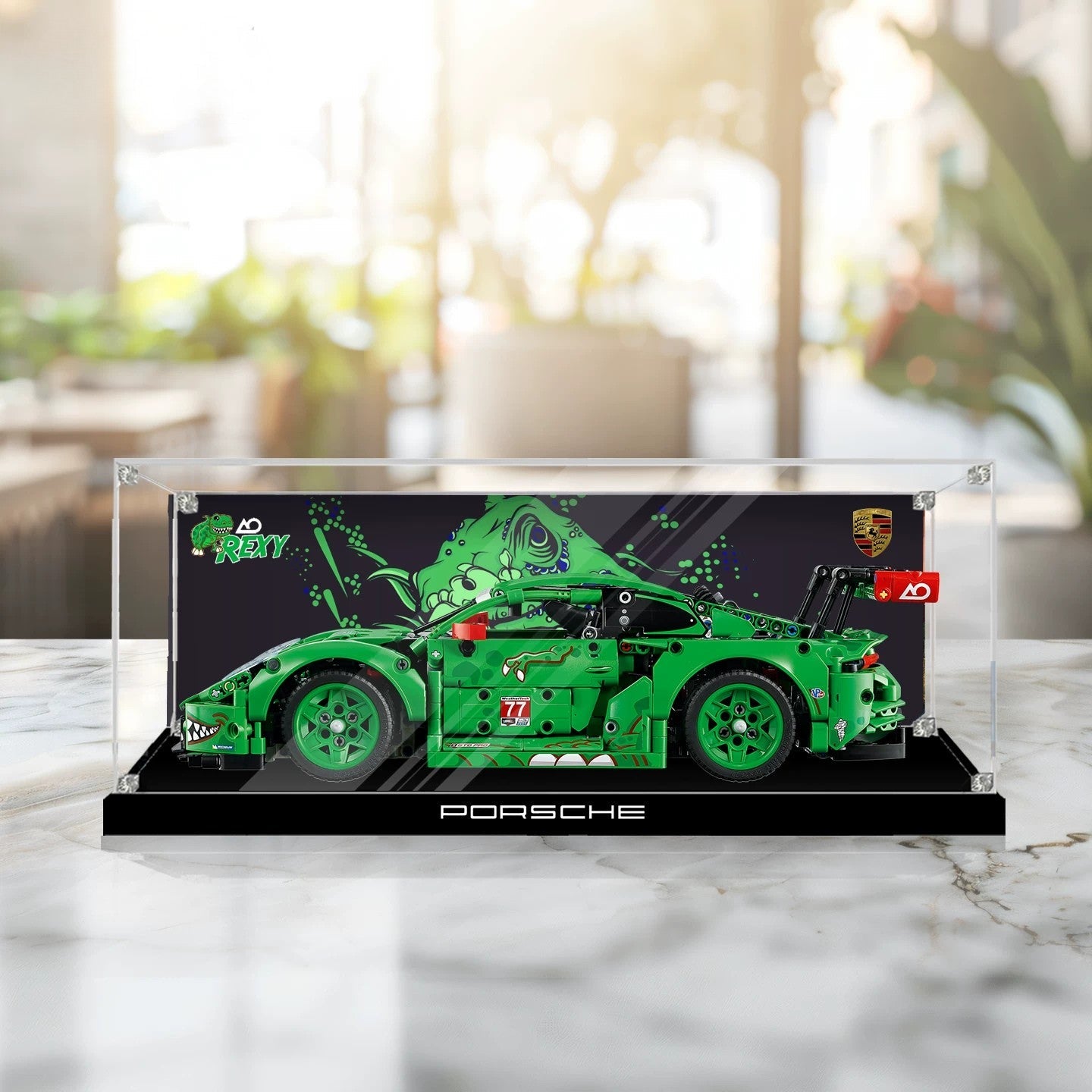 Dustproof HD Acrylic Display Case with UV Protection for LEGO Technic Porsche 911 GT3 R Race Car "Rexy" 42224