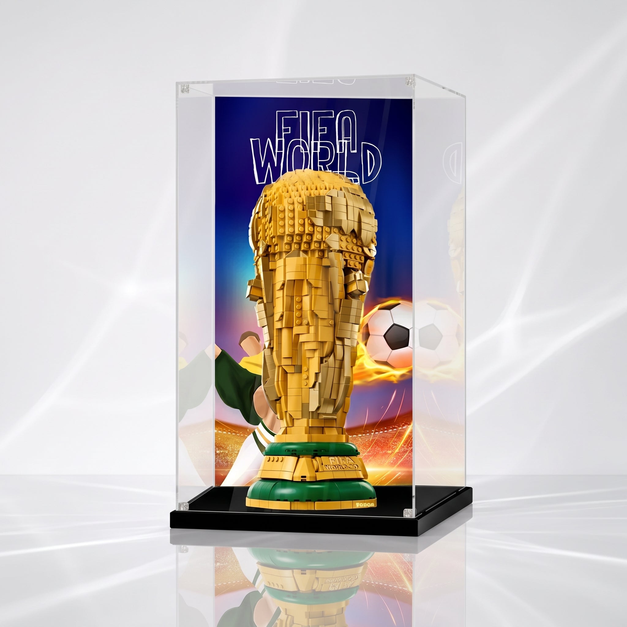 UV-Protected Clear Acrylic Display Box – Dustproof Showcase for LEGO 43020 World Cup Trophy
