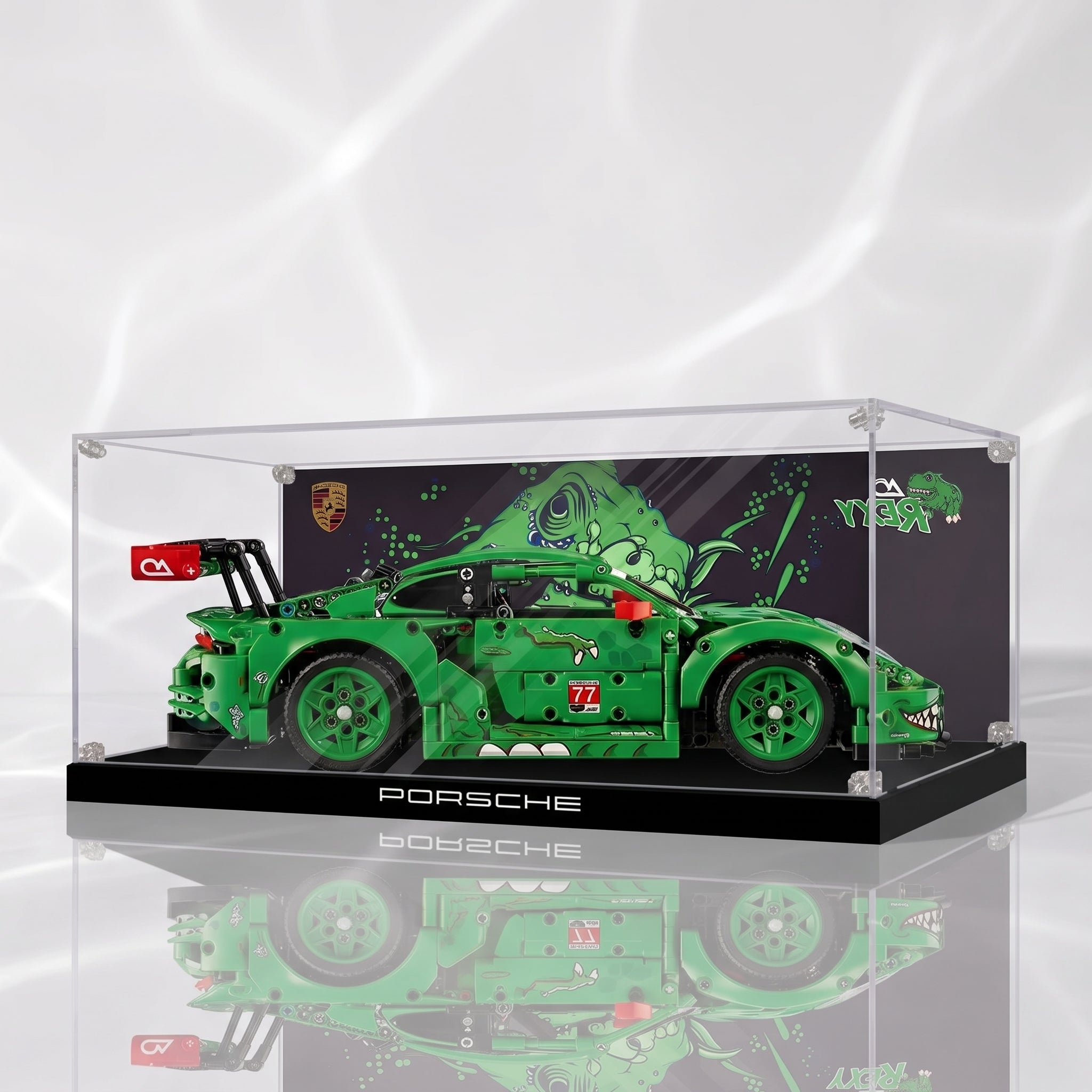 Dustproof HD Acrylic Display Case with UV Protection for LEGO Technic Porsche 911 GT3 R Race Car "Rexy" 42224