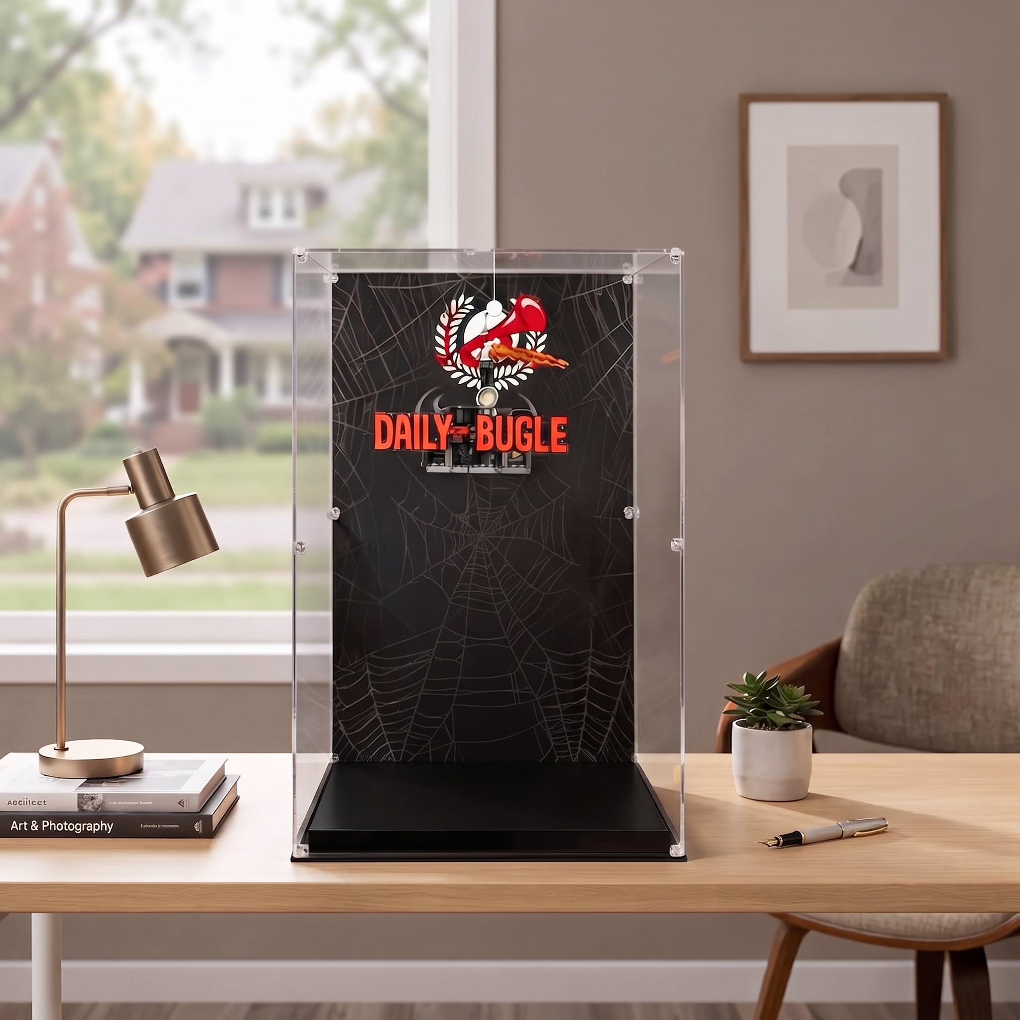 Dustproof HD Ultra-Clear Magnetic Door Acrylic Display Case with UV Protection for Daily Bugle 76178