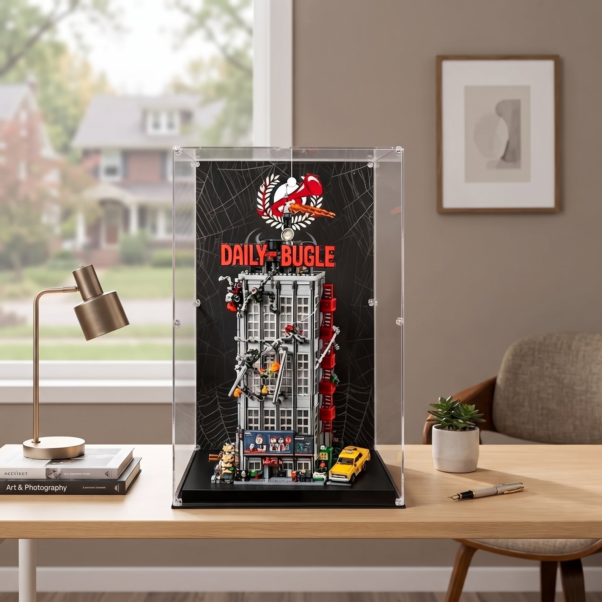 Dustproof HD Ultra-Clear Magnetic Door Acrylic Display Case with UV Protection for Daily Bugle 76178
