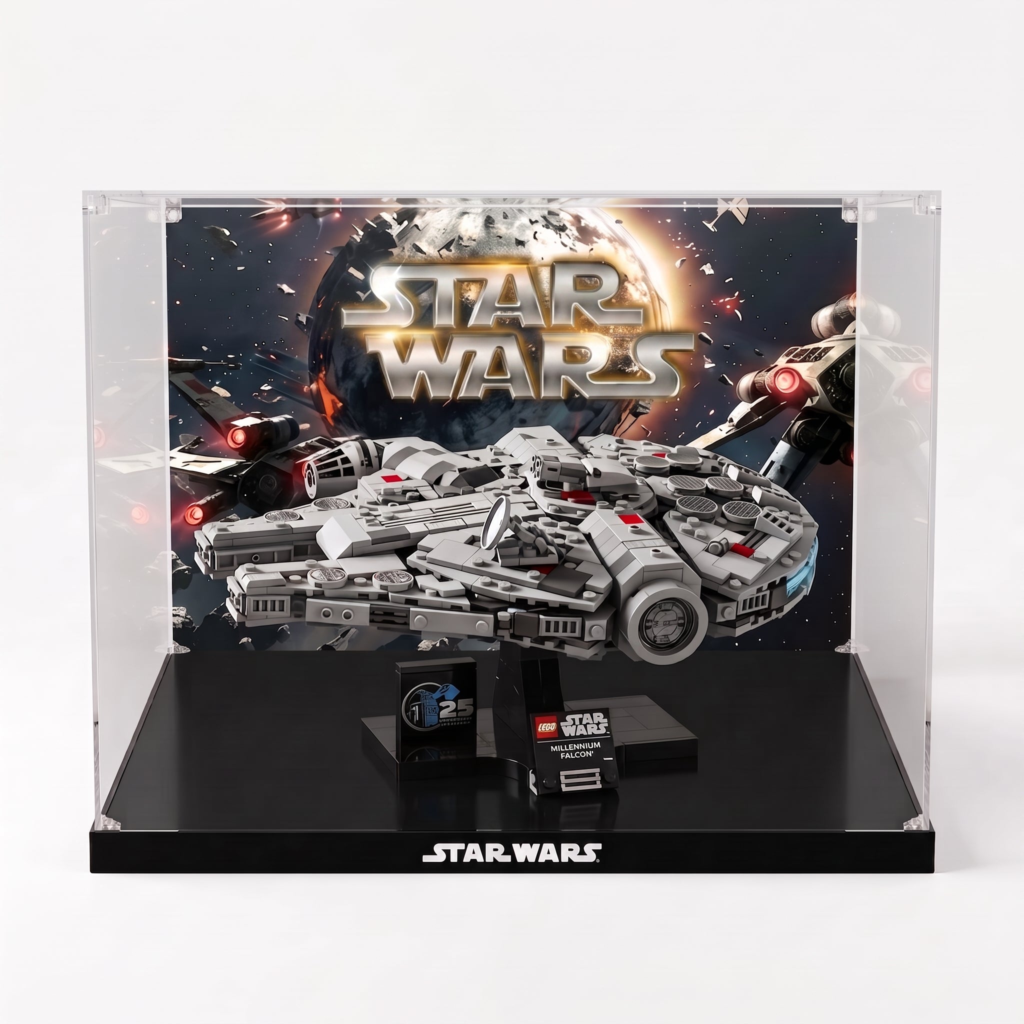 Dustproof HD Acrylic Display Case with UV Protection for LEGO Star Wars Millennium Falcon 75375