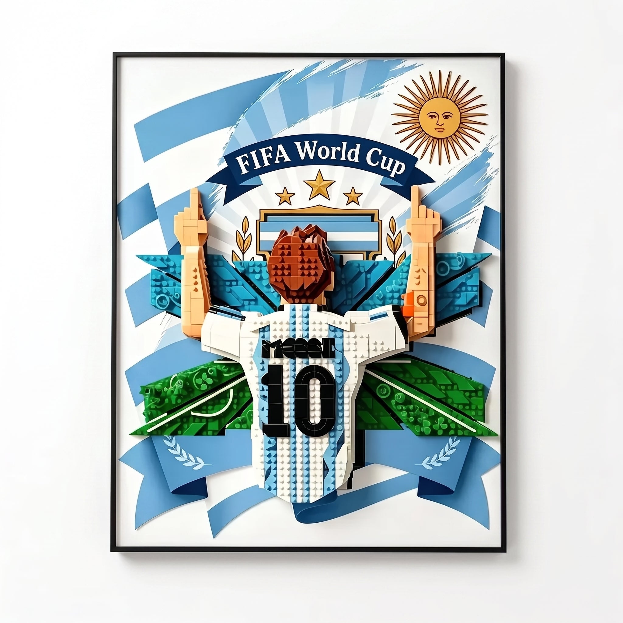 Wall-Mounted Display Frame with HD UV-Printed Backdrop for LEGO 43018
