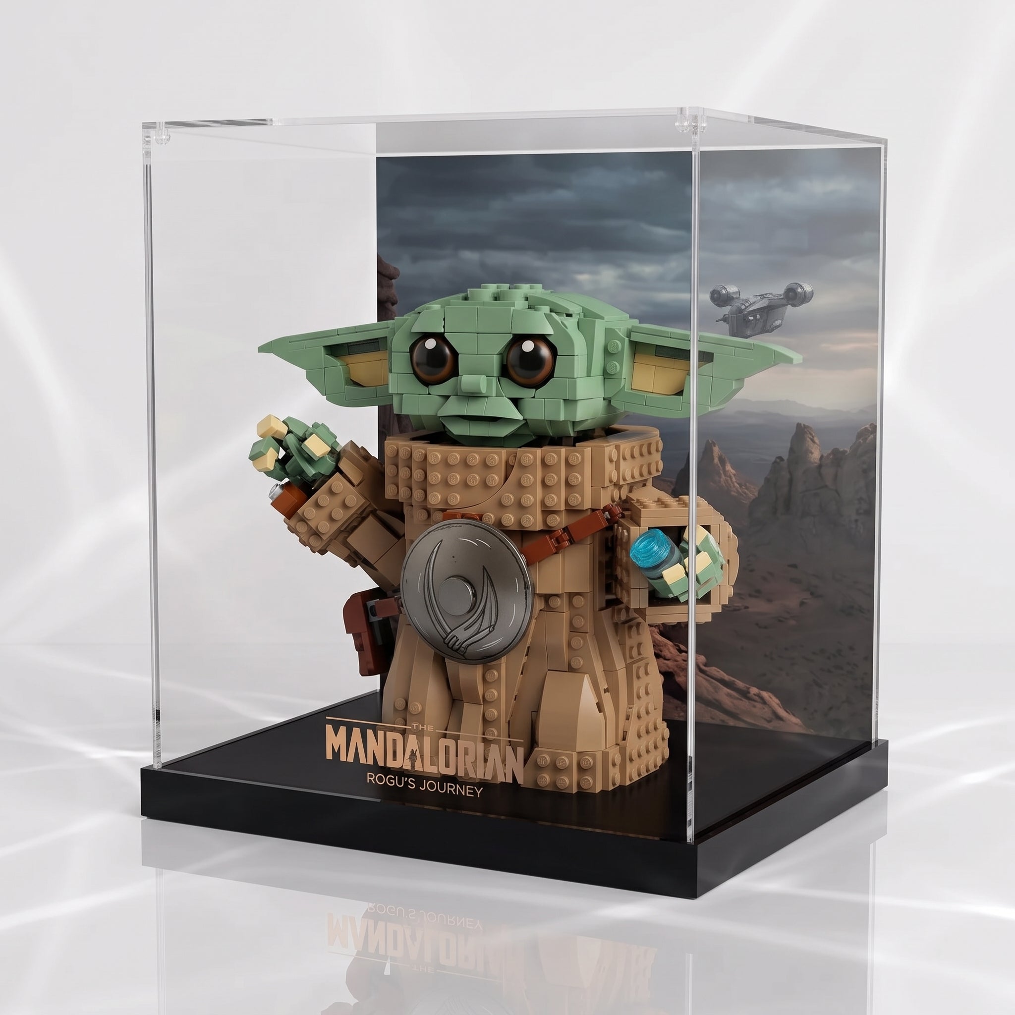 Dustproof HD Acrylic Display Case with UV Protection for LEGO Star Wars Grogu & The Mandalorian 75446