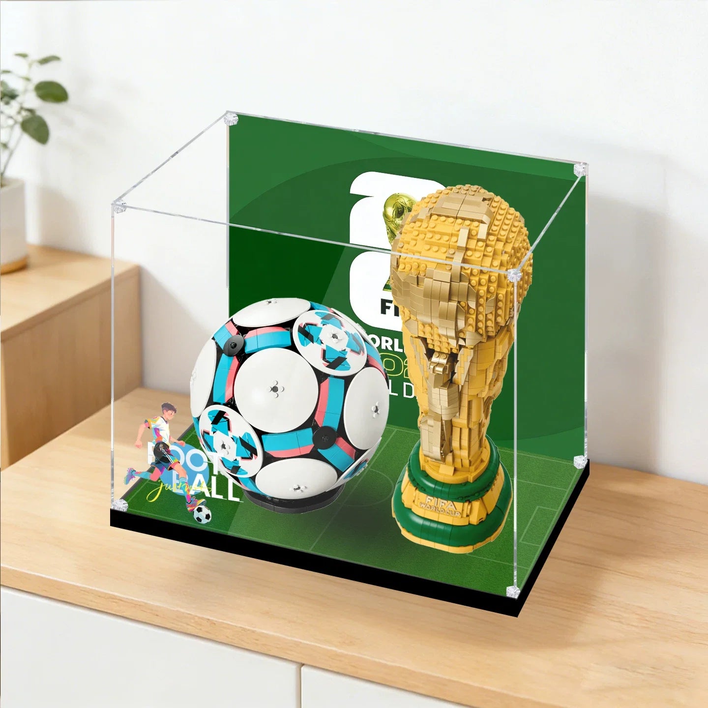 Dustproof HD Acrylic Display Case with UV Protection for LEGO World Cup Trophy & Football Set 43019+43020
