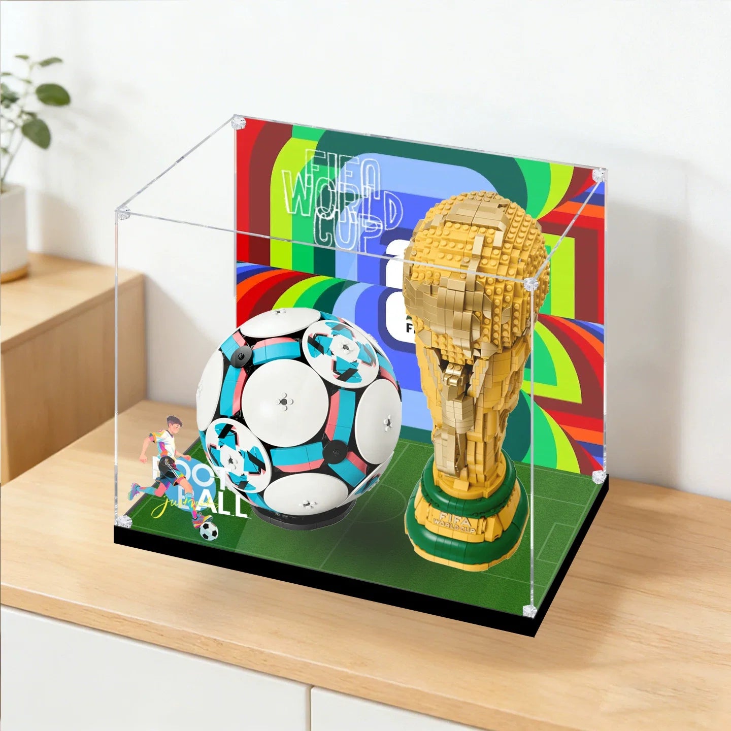 Dustproof HD Acrylic Display Case with UV Protection for LEGO World Cup Trophy & Football Set 43019+43020