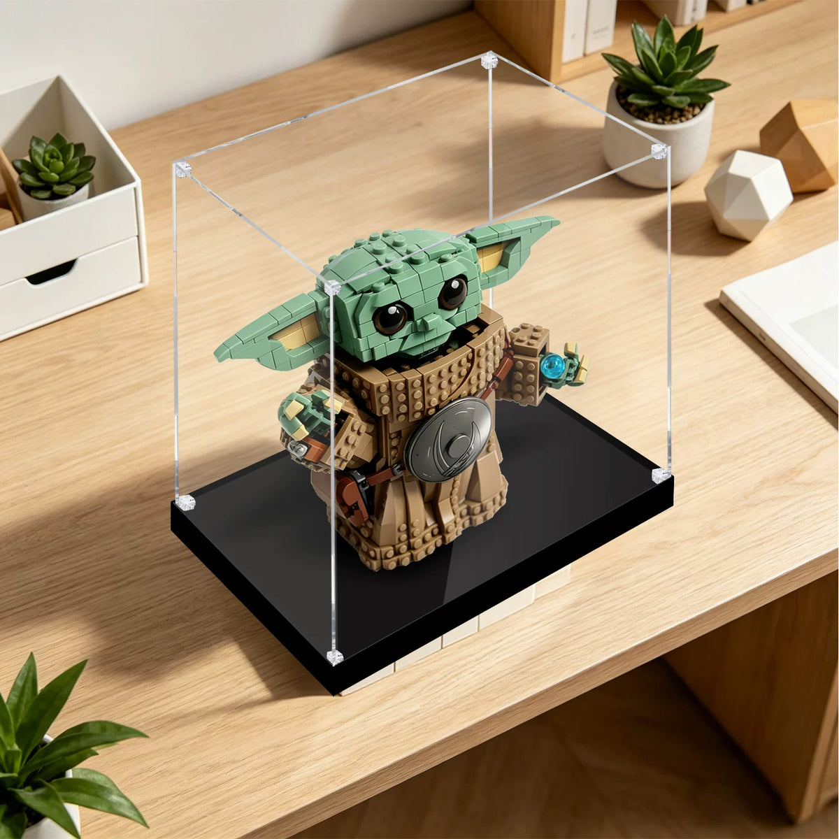 Dustproof HD Acrylic Display Case with UV Protection for LEGO Star Wars Grogu & The Mandalorian 75446
