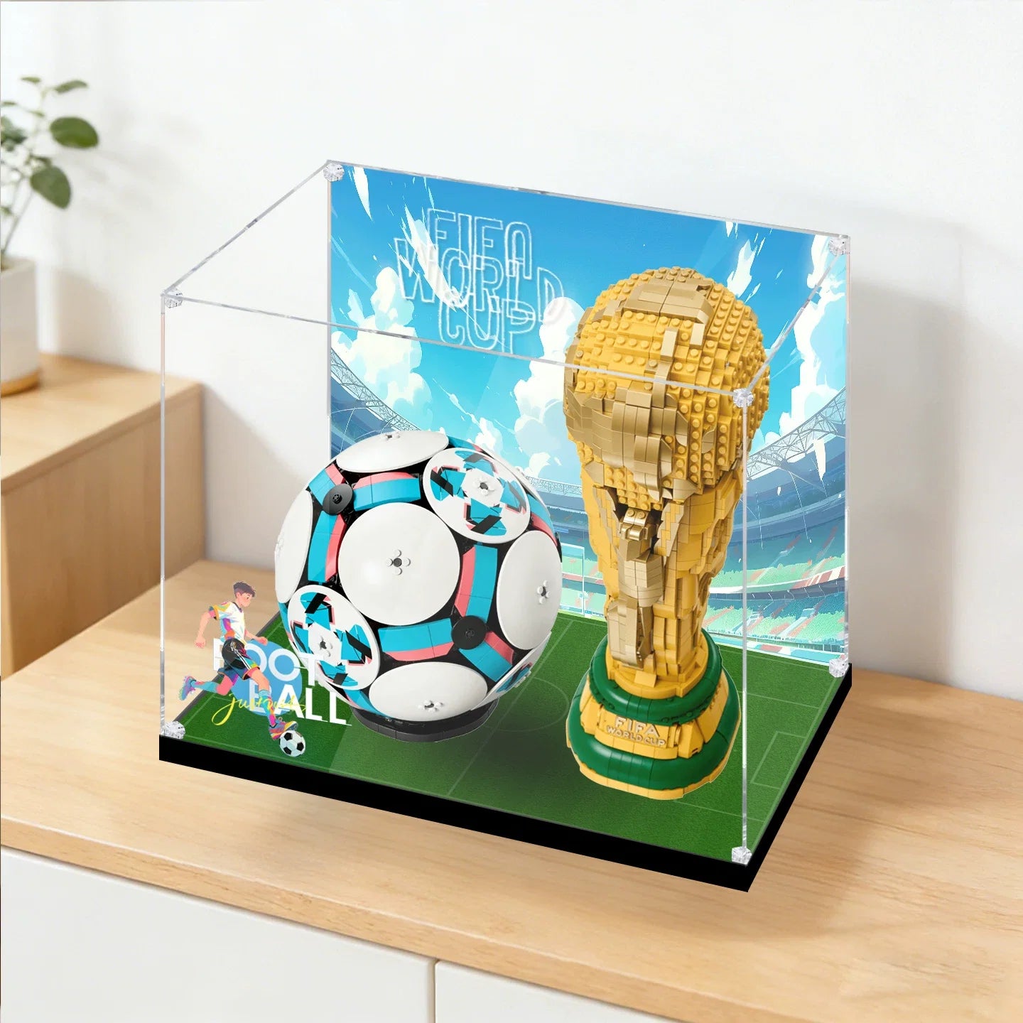 Dustproof HD Acrylic Display Case with UV Protection for LEGO World Cup Trophy & Football Set 43019+43020