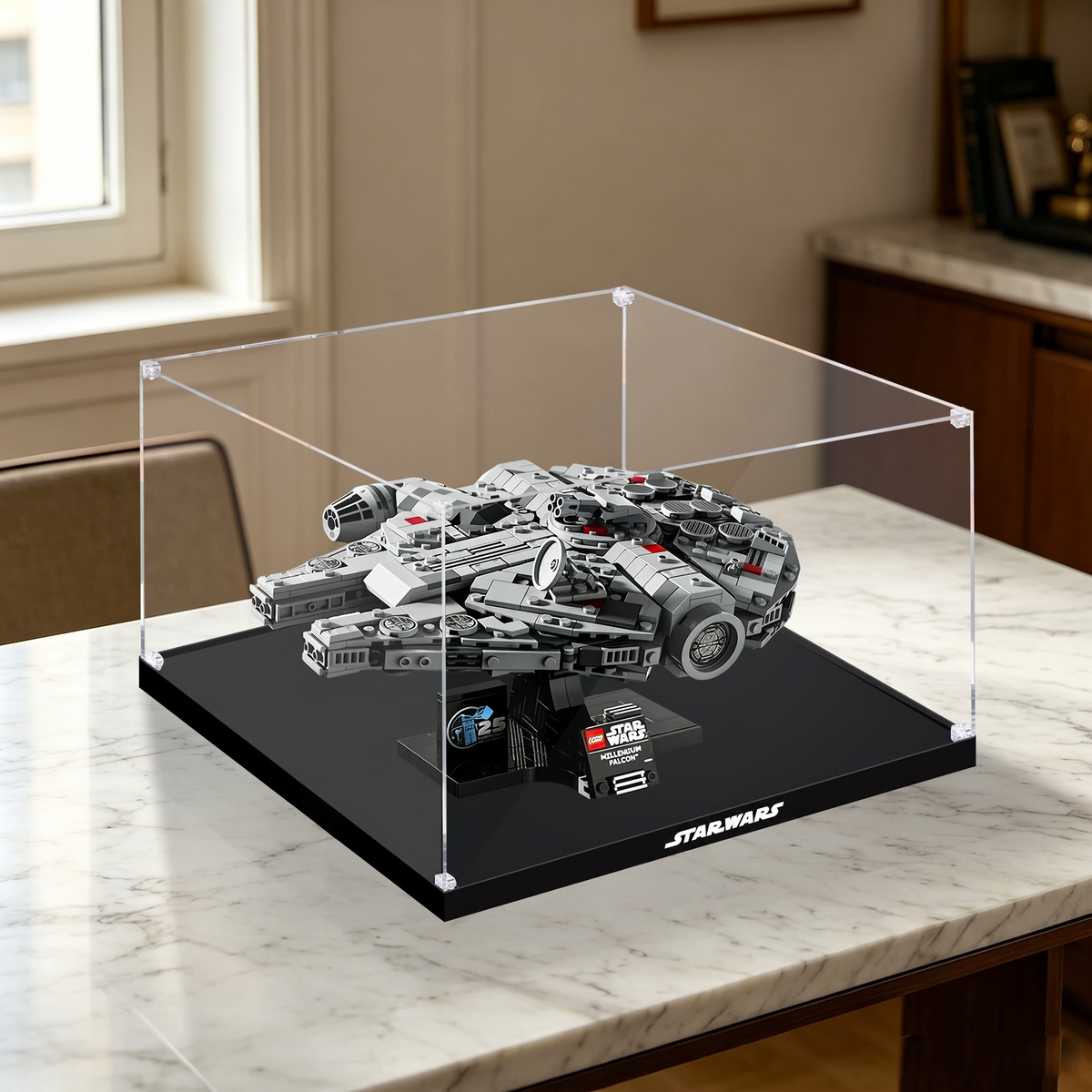 Dustproof HD Acrylic Display Case with UV Protection for LEGO Star Wars Millennium Falcon 75375