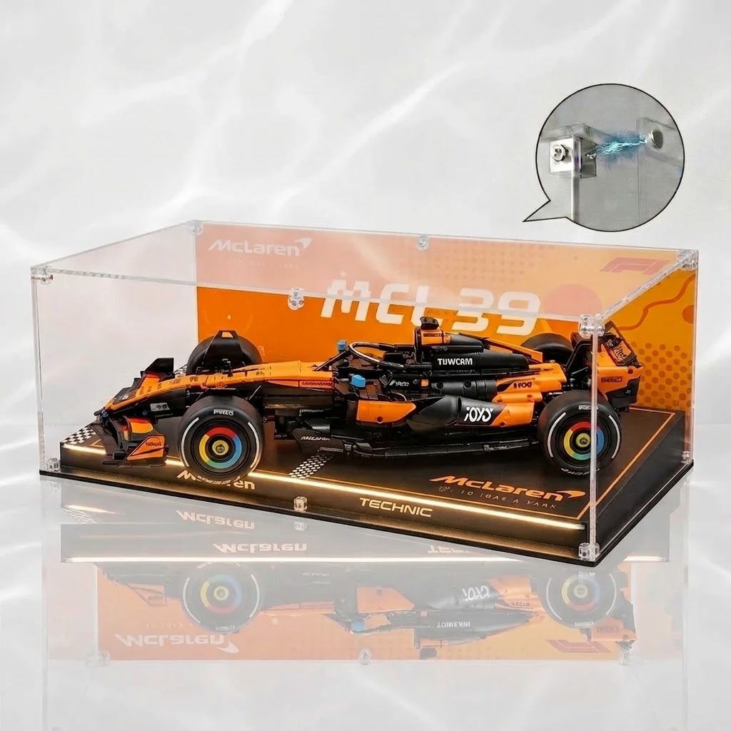 Dustproof HD Ultra-Clear Magnetic Door Acrylic Display Case with UV Protection for McLaren MCL39 F1 Race Car 42228