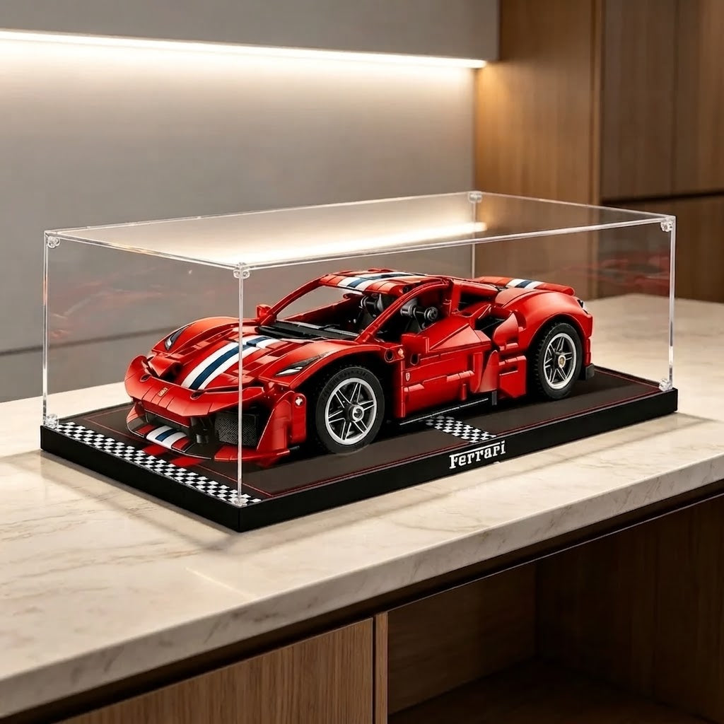 Dustproof HD Clear Acrylic Display Box for LEGO 42235 Ferrari 488 Pista