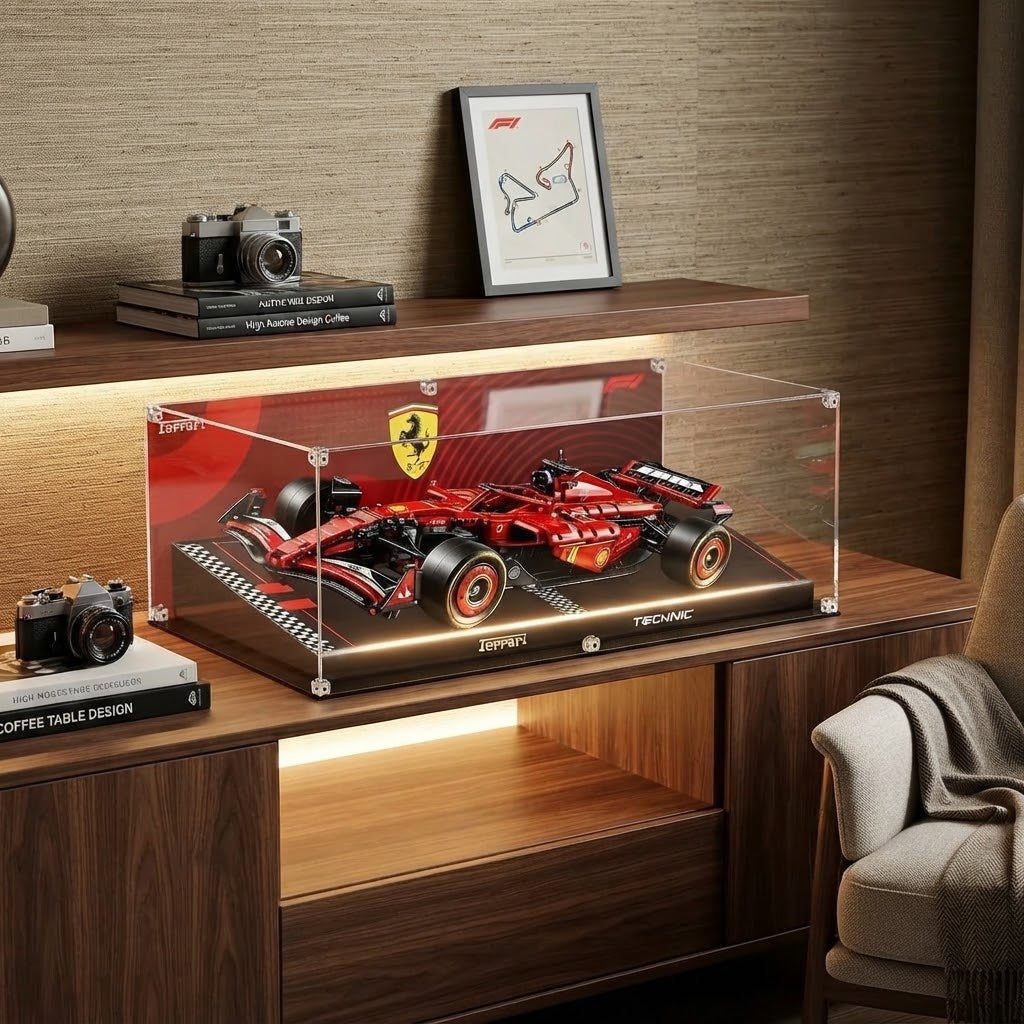 Dustproof HD Ultra-Clear Magnetic Door Acrylic Display Case with UV Protection for Ferrari SF-24 F1 Race Car 42207