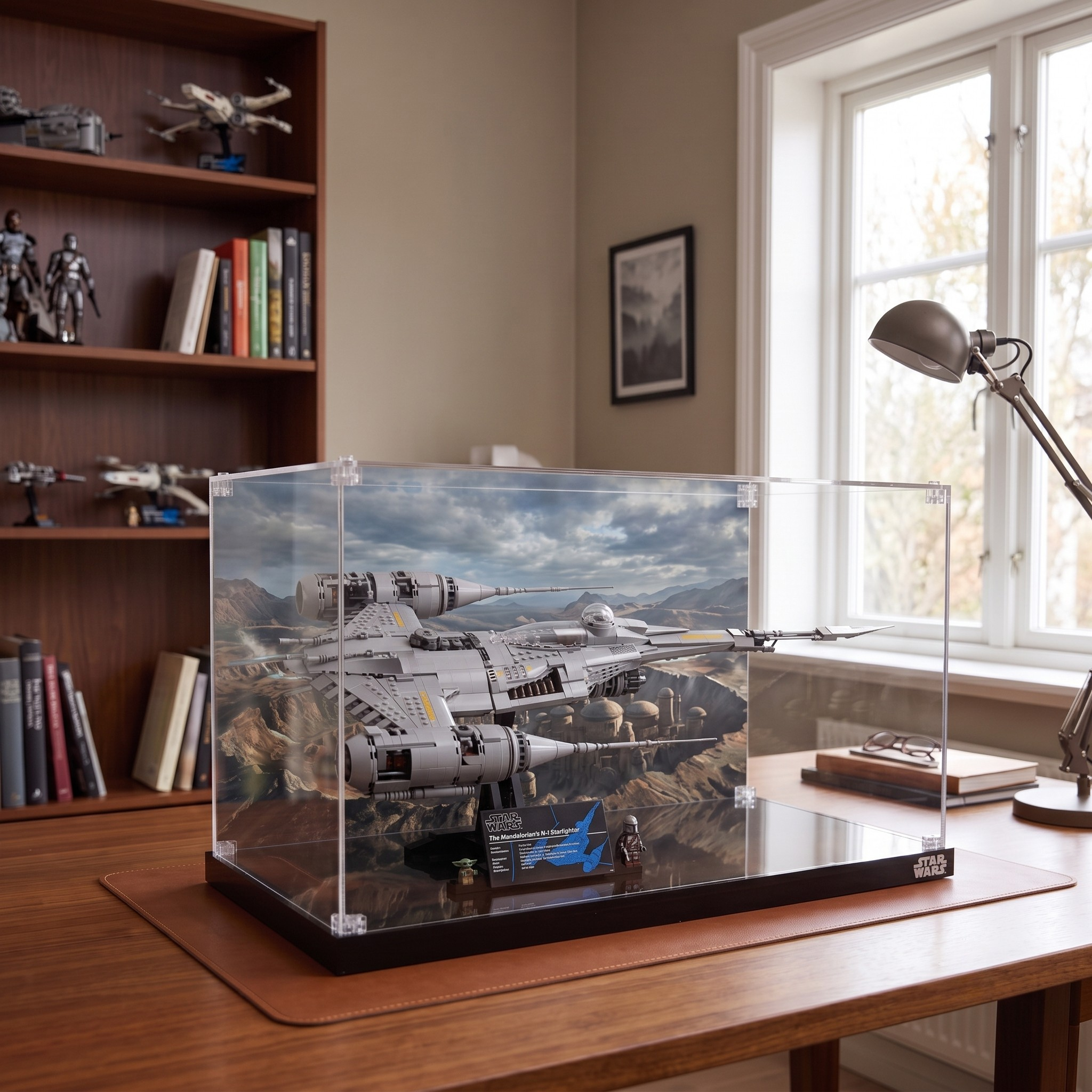 Dustproof HD Acrylic Display Case with UV Protection for LEGO Star Wars Mandalorian Starfighter 75442