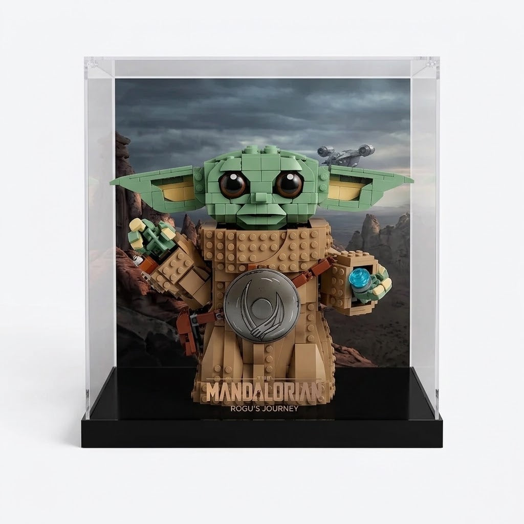 Dustproof HD Acrylic Display Case with UV Protection for LEGO Star Wars Grogu & The Mandalorian 75446